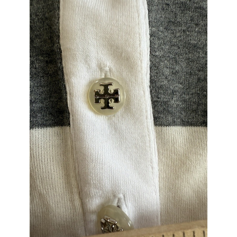 Tory Burch women's gray beige striped pullover polo 100% cotton shirt XS - Picture 4 of 5